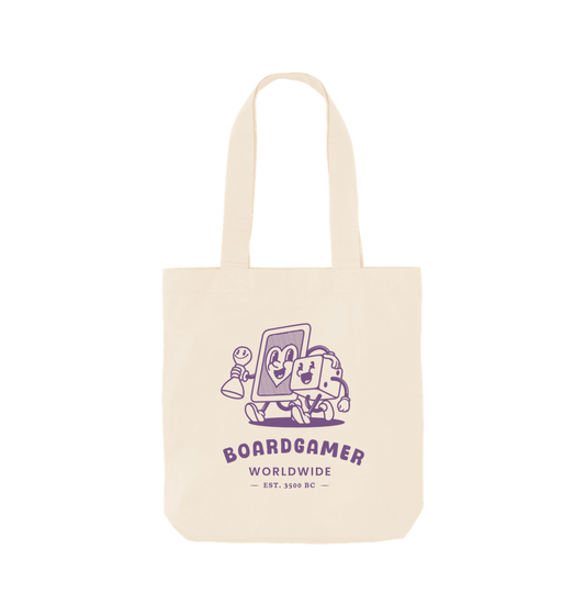 Natural Boardgamer Oat Tote Bag \/ Purple